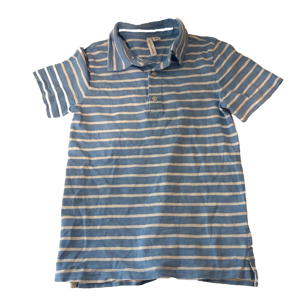 Janie & Jack Polo Shirt Boy's 8 Blue Striped Short Sleeve Collared Casual